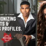 Banner image showcasing two contrasting styles of portrait photography - a tight crop featuring a woman's face and a full upper body shot of a man.