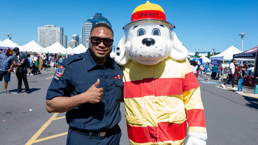 local fire dept. and mascot in attendance